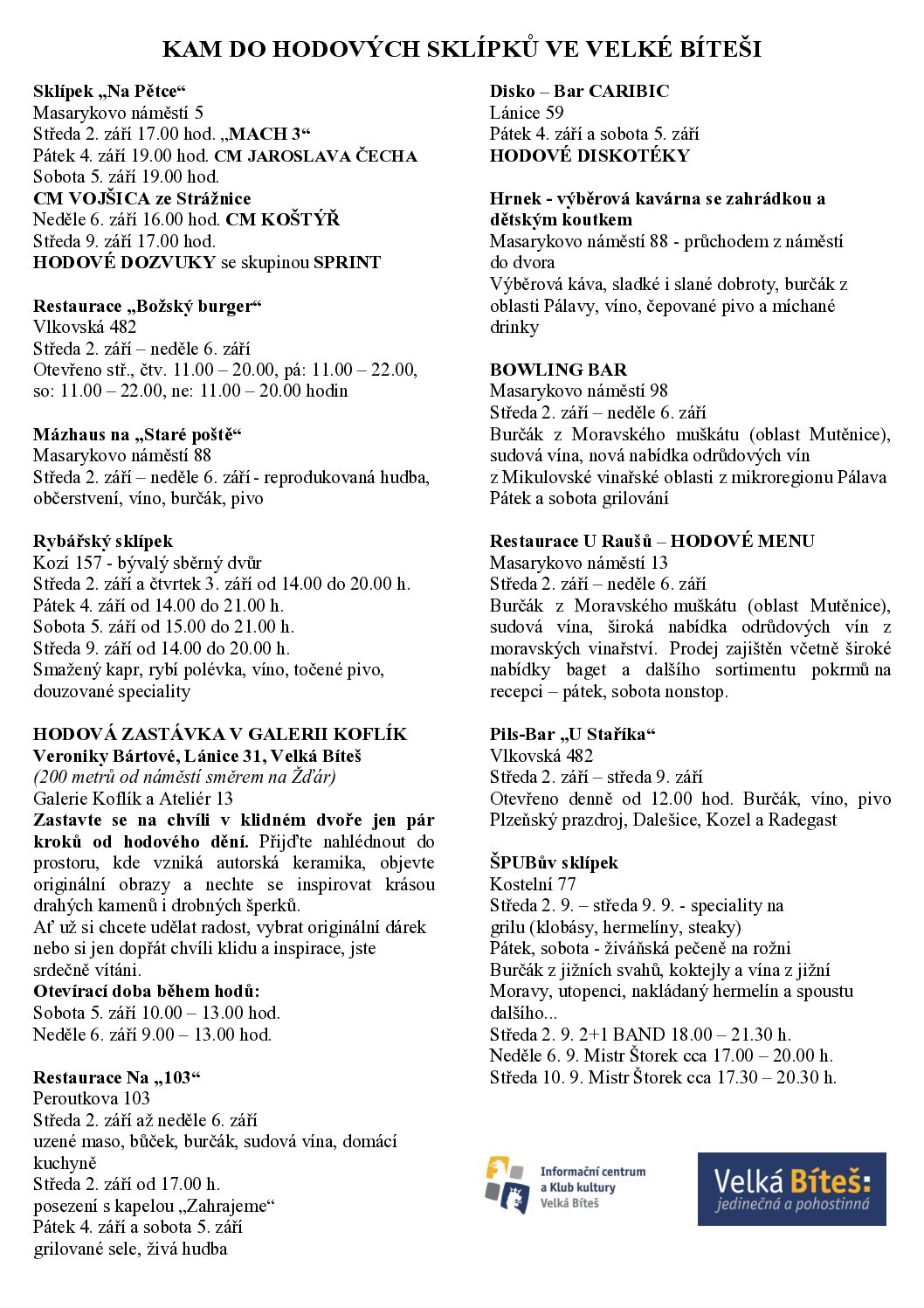 Tradiční bítešské hody 2026