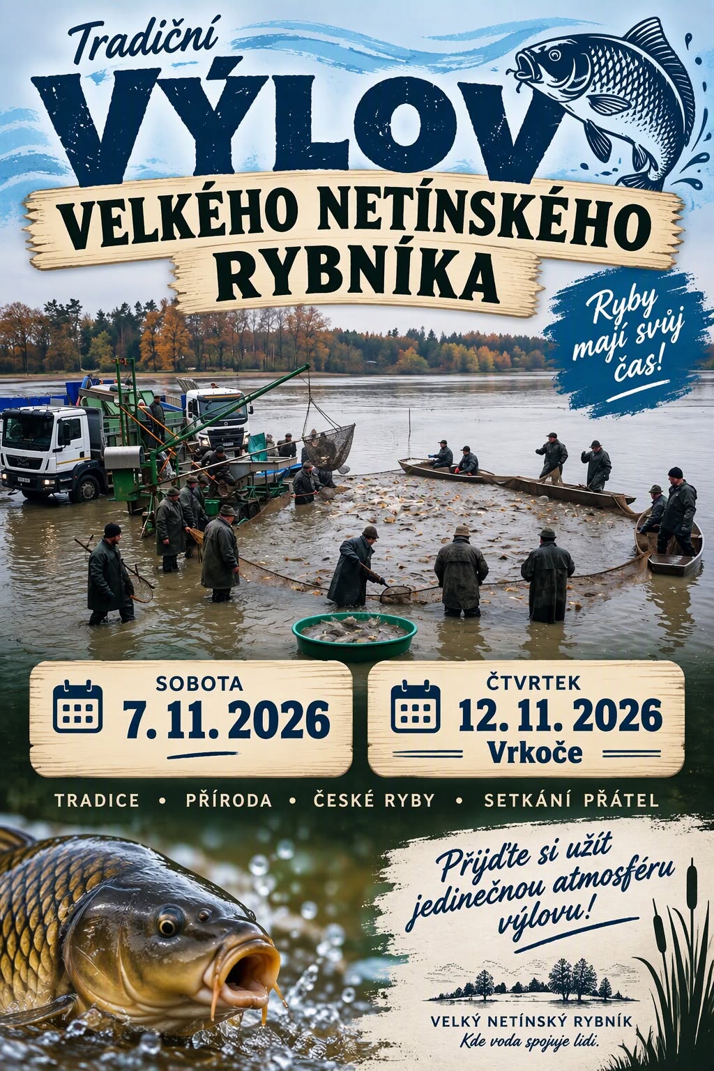 Tradiční výlov Velkého Netínského rybníka